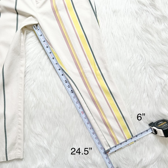 SOLD-Anthropologie Pastel Striped Cream Cropped Straight Trouser Pants - Picture 9 of 9